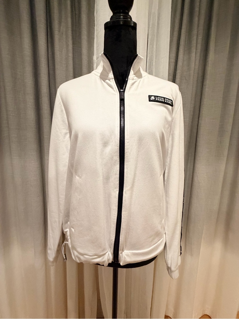Karl Lagerfeld White with Black trim full zip Track Jacket